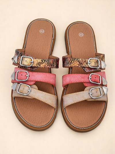 Royalfashion Women's Flat Snake Chic Flip-Flops