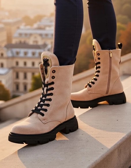 Ботинки Ройалфешн из экозамши для рабочих женщин Moxox