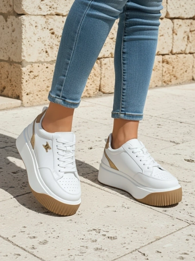 Arianna Bianco women's platform sneakers made of 5 cm ecological leather