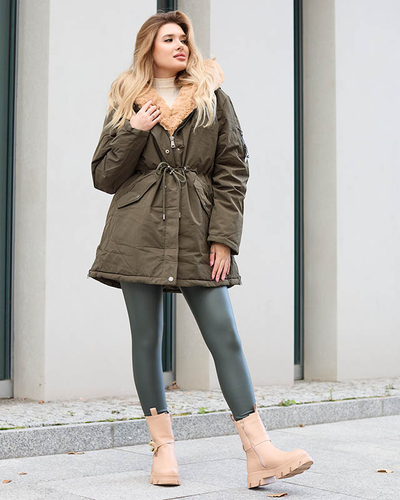 Women's green winter jacket PLUS SIZE - Clothing
