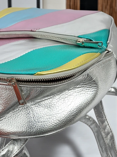 Royalfashion Women's eco-leather backpack with stripes Metallic Stripes