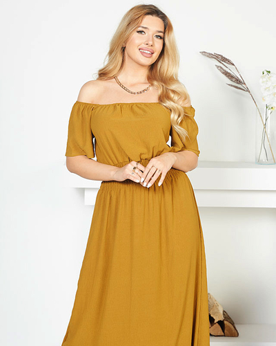 Sinep midi kleit elastse vöökohaga - Riietus