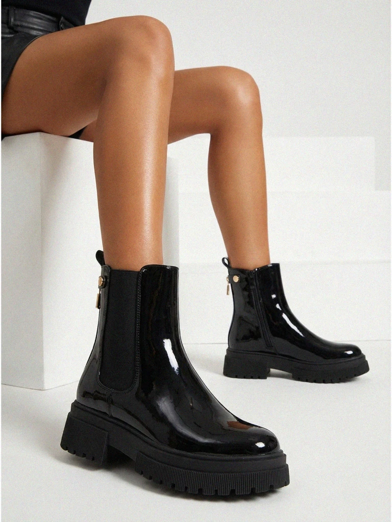 Patent Eco-Leather Women's Ankle Boots Calebi