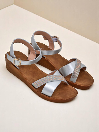 Royal Fashion Women's Rhinestone Wedge Sandals Allona