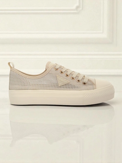 Women's Beige Callista Mesh Sneakers - Flat Heel, Summer Autumn Collection