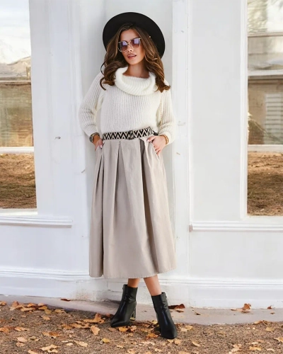 Gøyalfashion Kvinnene girde skjørt a 'al corduroy