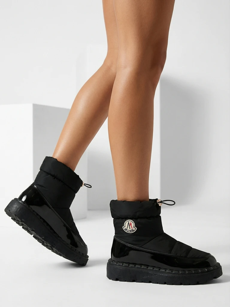 Royalfashion Women's slip-on snow boots in black color Ireda