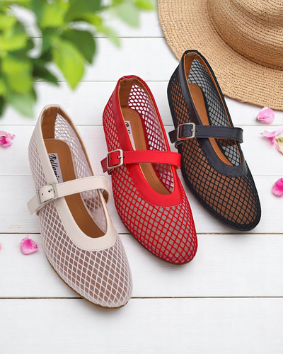 Royalfashion Women’s cutout ballerina flats with a strap Naommi