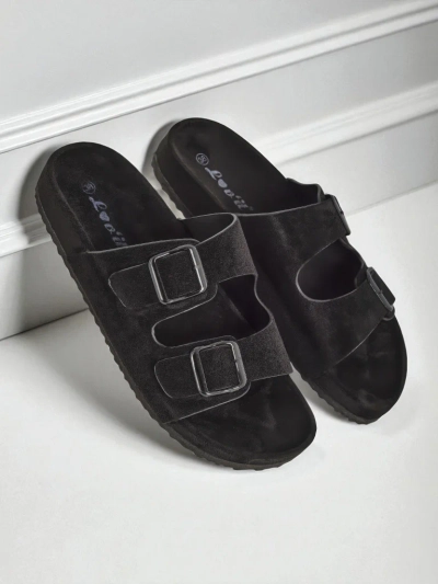 Royalfashion Women's Eco-Suede Sliders with Buckles Bella Duo