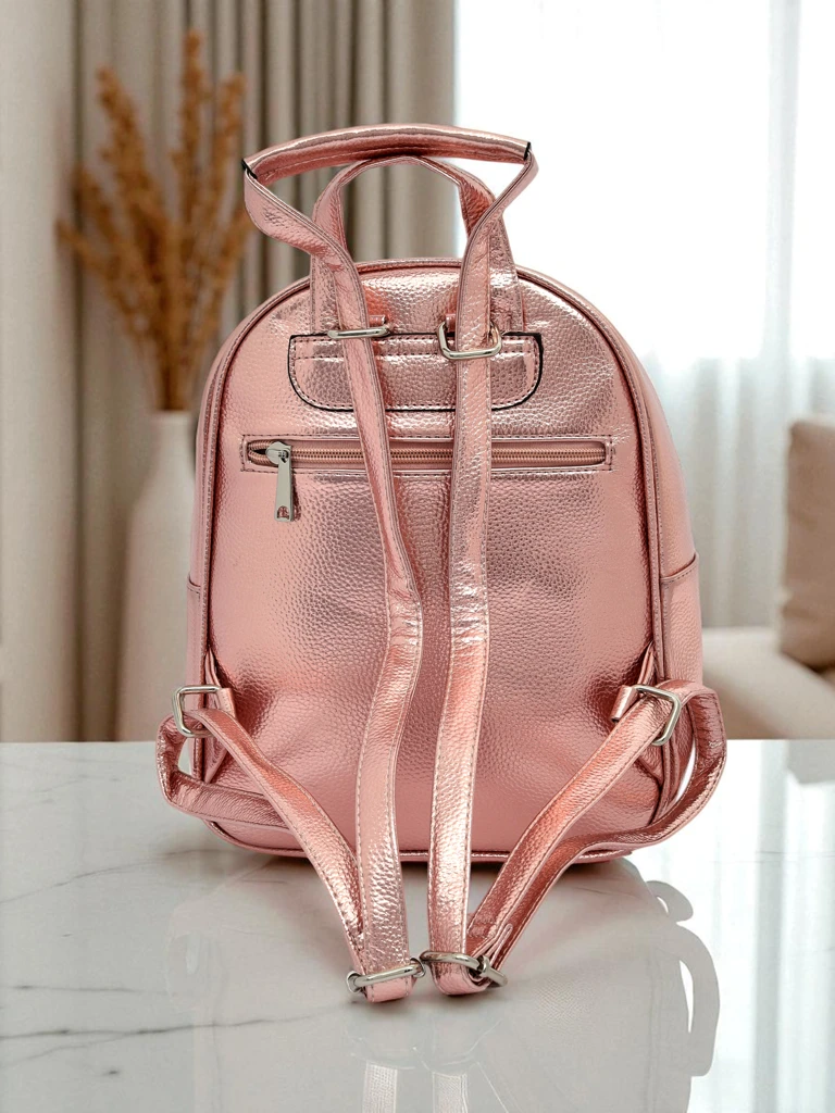 Royalfashion Women's backpack made of eco leather with Metallic Stripes