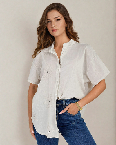 Royalfashion Женская рубашка oversize с вышивкой