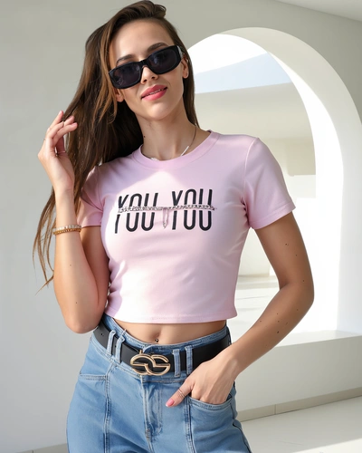 Royalfashion Women's cotton crop top with the inscription