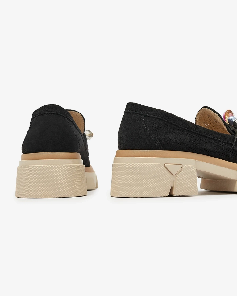 Women's black openwork moccasins Peloga- Footwear