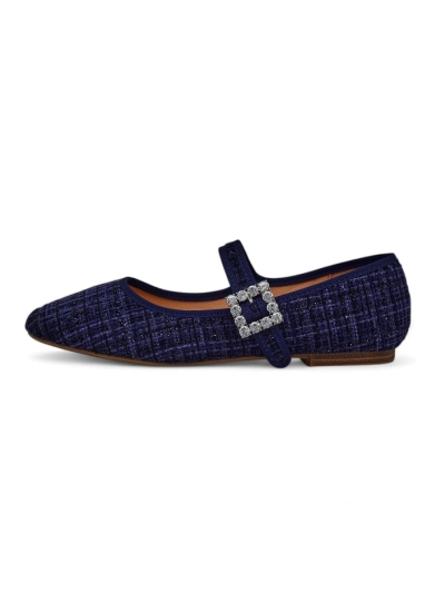 Royalfashion Women's checked ballet flats with a buckle and strap Riffos