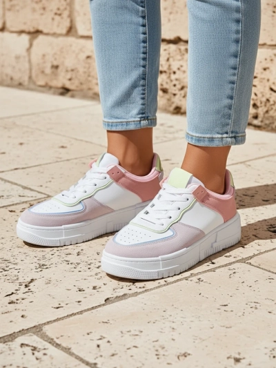 Women's Hypatia Pastello sneakers light gray eco leather spring 4cm