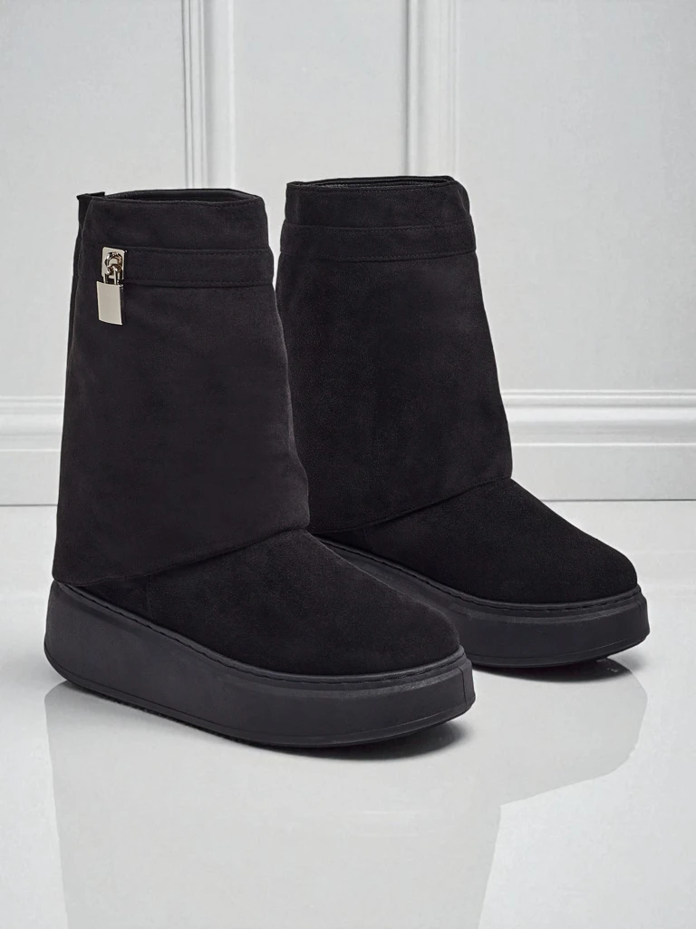 Короткие женские ботинки а-ля снегоходы с пристегивающимся голенищем Elizze