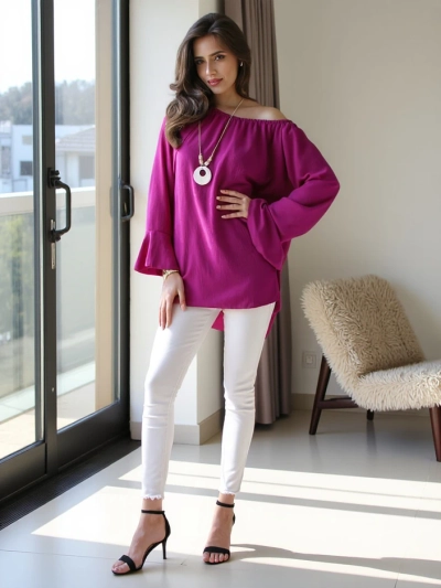 Royalfashion Women's blouse a'la Spanish with ruffles