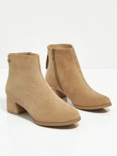 Women's Eco Suede Ankle Boots with Block Heel Arshinea