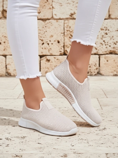 Naiste beežid tennised Eulalia Slip-On madala kontsaga kangast suveks kevadeks