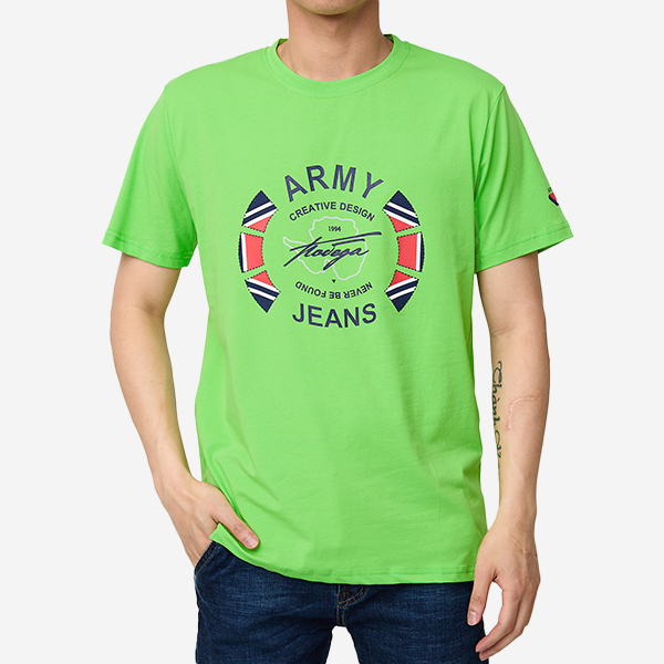 Green men's printed t-shirt - Clothing
