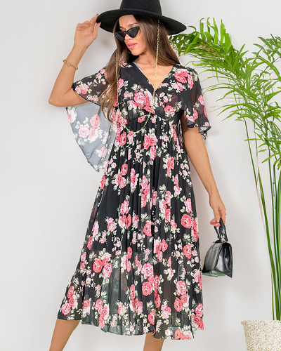 Royalfashion Naiste plisseeritud lilleline midi-kleit