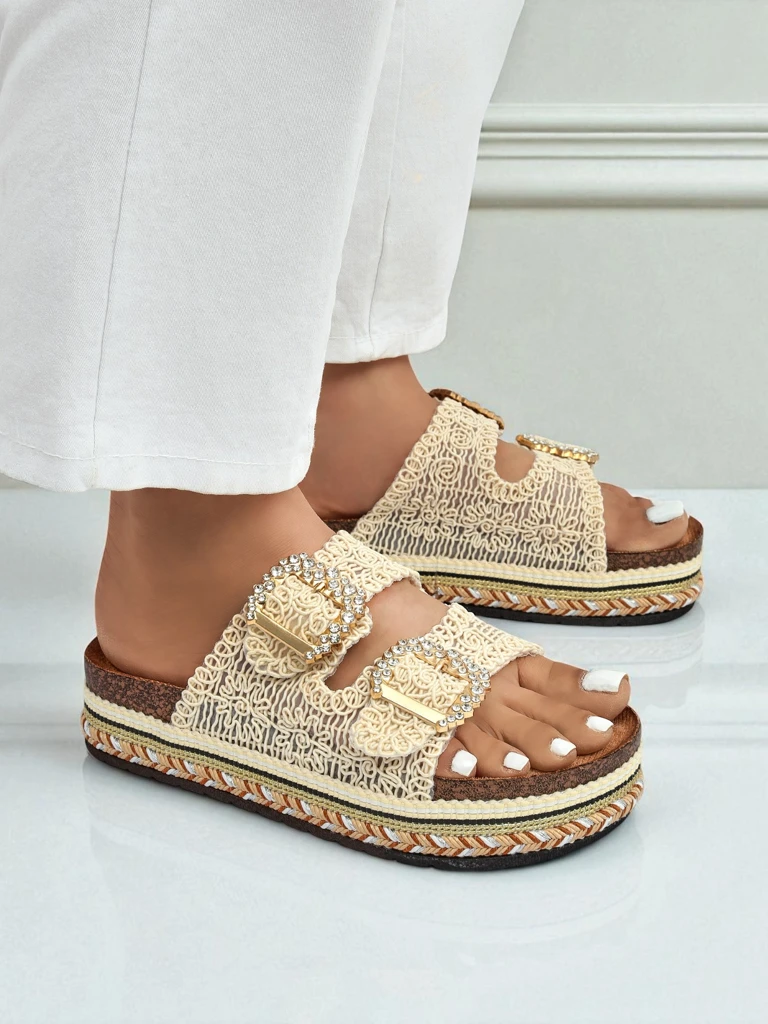 Royalfashion Женские мюли с пряжками из страз GlamCork