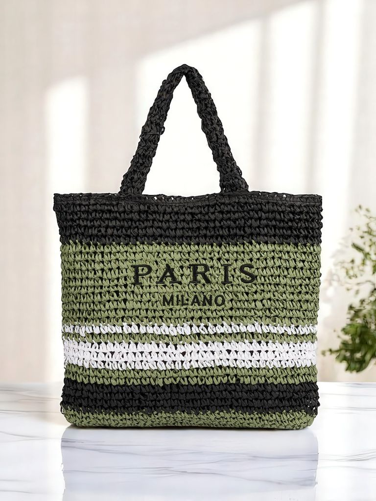 Royalfashion Большая женская соломенная сумка Paris Stripe