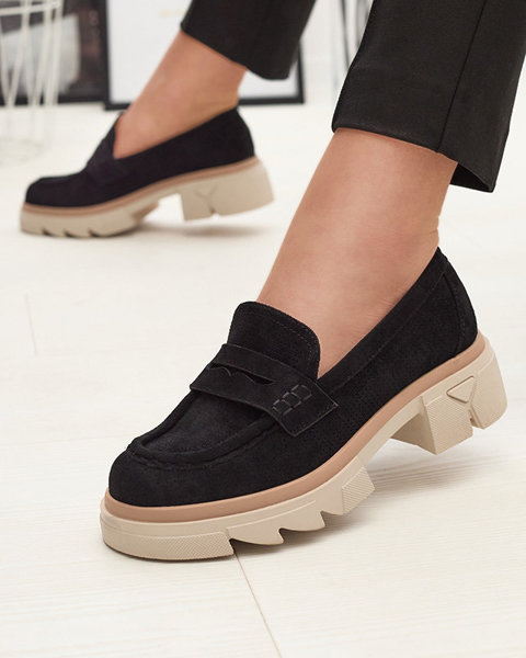 Mustad naiste läbimärg mokassinid kindla tallaga Ejina - Jalatsid