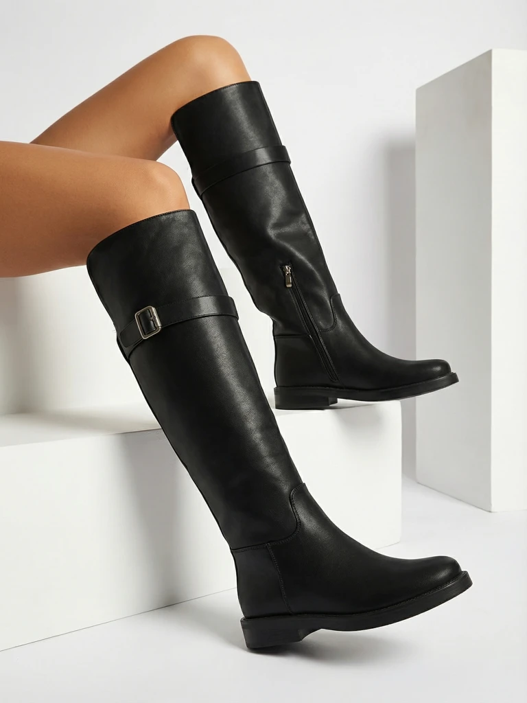 Naiste öko-nahast põlve ületavad saapad Denivra