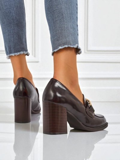 Naiste kontsaga loaferid Persephone Nero, ökonahast kuldse pandlaga