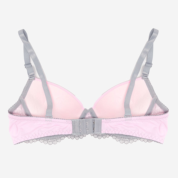 Gray and pink women's bra with lace - Underwear