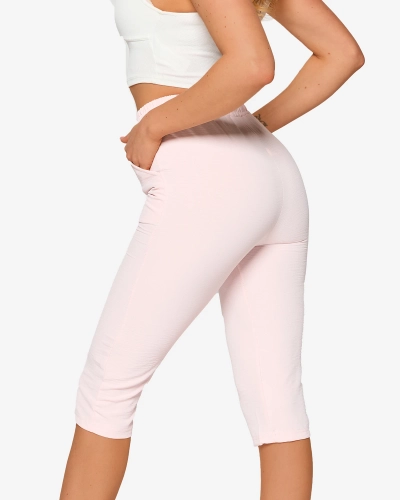 Pink Women's Fabric Shorts 3/4- Clothing