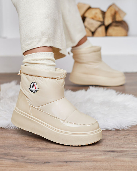 Royalfashion Women's slip-on snow boots in cream color Ademra