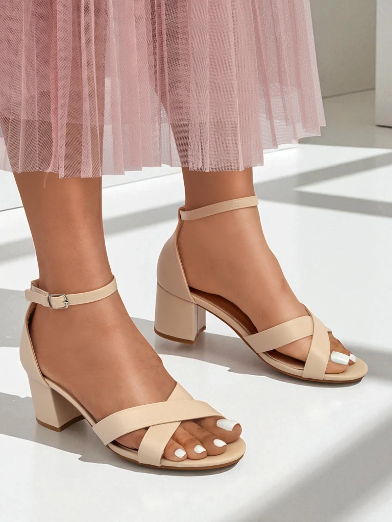 Royalfashion Women's sandals with a low block heel Eleganza Strap