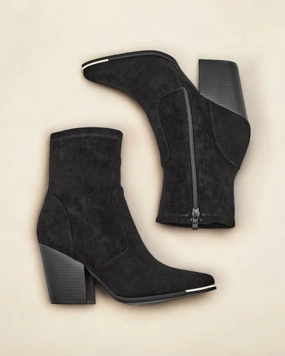 Royalfashion Eko-suede wimmins boots on a stiletto heel Gris