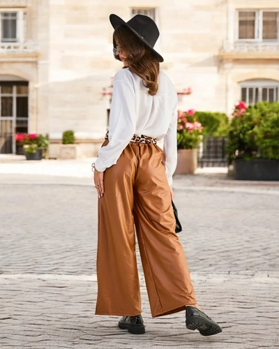 Royalfashion Wide wūmen's eco-leather pants