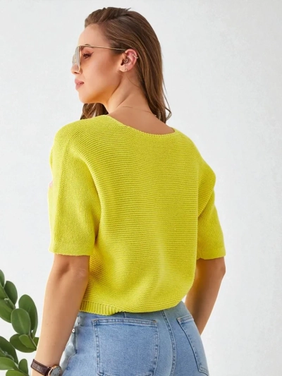 Роялфэшн Хлопковый женский короткий свитер с бабочками