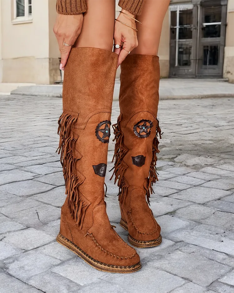 Royalfashion Naiste saapad peidetud ankruga Rotin