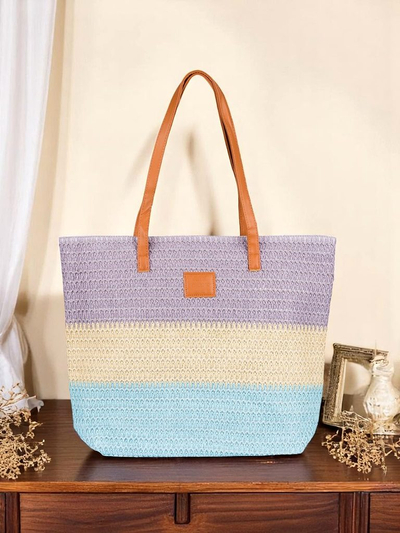 Royalfashion Большая женская соломенная сумка с широкими полосами