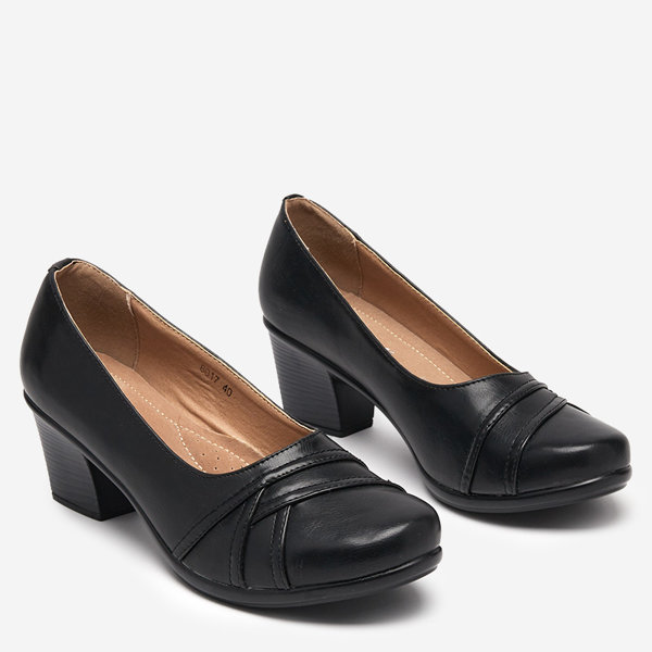 Ladies' black pumps on the lower post Ovius - Footwear