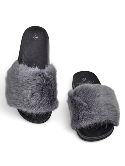 Women's maroon slippers with fur Nonna- Shoes