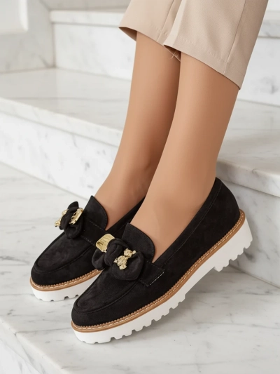 Nero Elegante Ecological Leather Moccasins