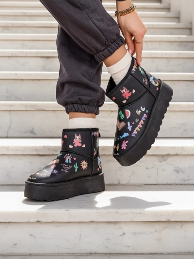 Royalfashion Stuttarsnikardalóna sko með snjóllur karlkrúna snjóþroskó með stickers Hanaga