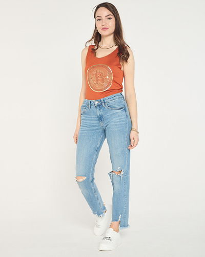 Kuldse kaameli mustriga naiste topp - Riietus