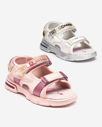 Light pink children's sandals with Velcro Mepoti - Footwear