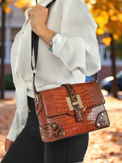 Callista Milano women's bag made of brown patent eco-leather