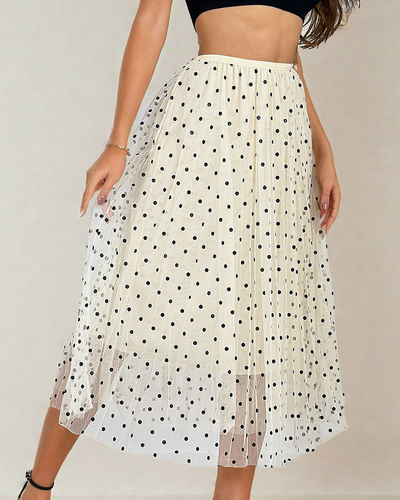Royalfashion Women's double-layered polka dot midi skirt