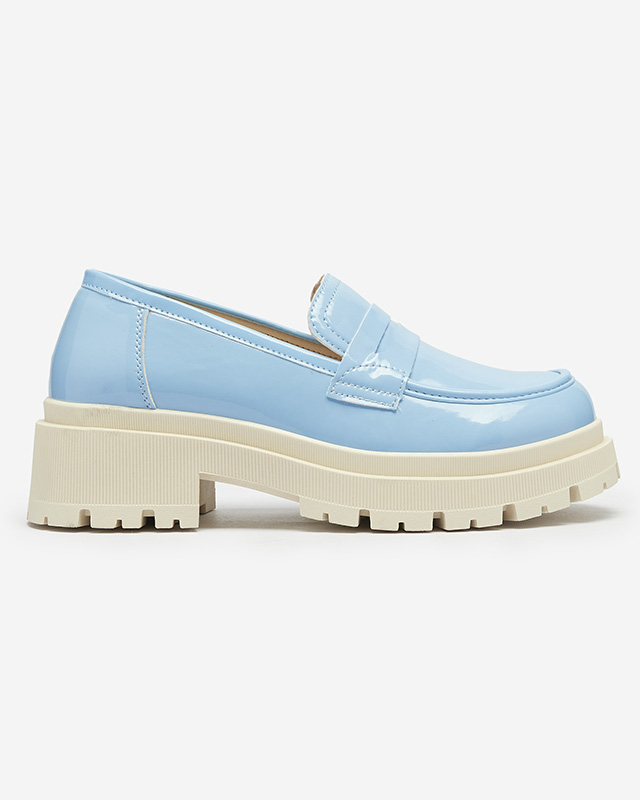 Royalfashion Blue lacquered moccasins for women Noppel