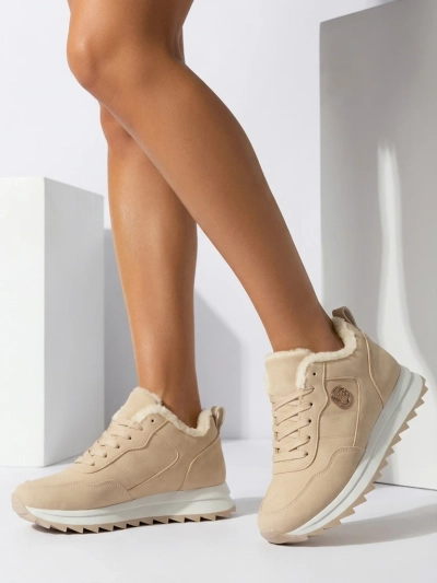 Royalfashion Бежевые женские спортивные ботинки с утеплителем Lahho