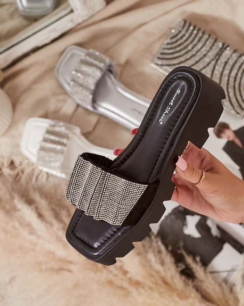 Black women's flip-flops with zircons Emkoy - Footwear